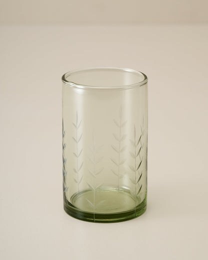 Recycled Etched Glass Tumbler, Green Small
