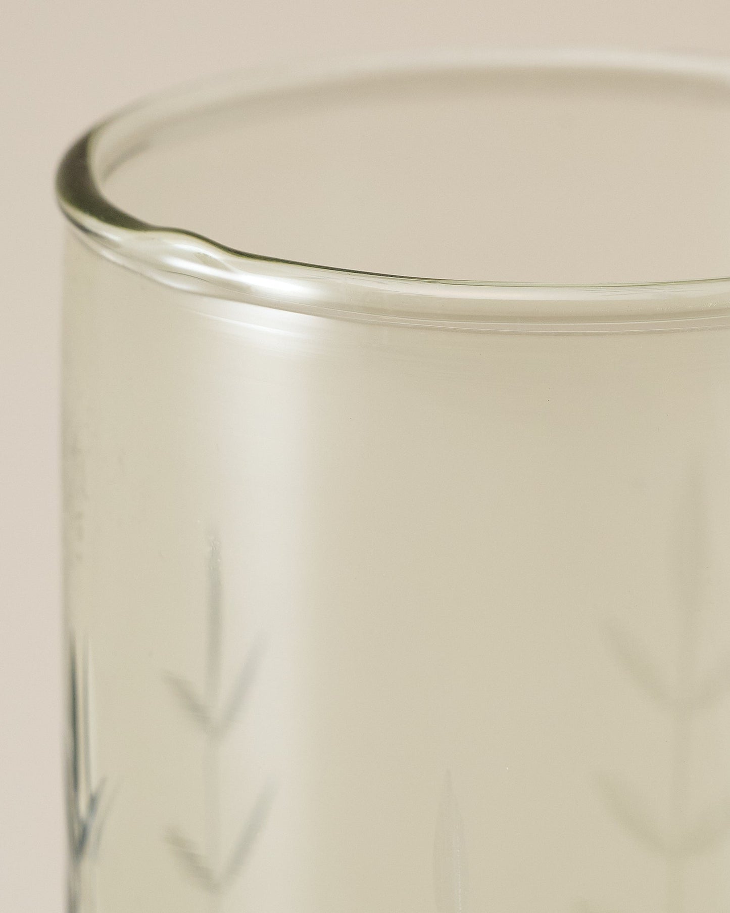 Recycled Etched Glass Tumbler, Green close up