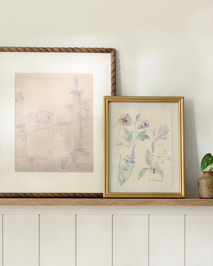 Turned Wood Wall Frame 11x14 on wall shelf