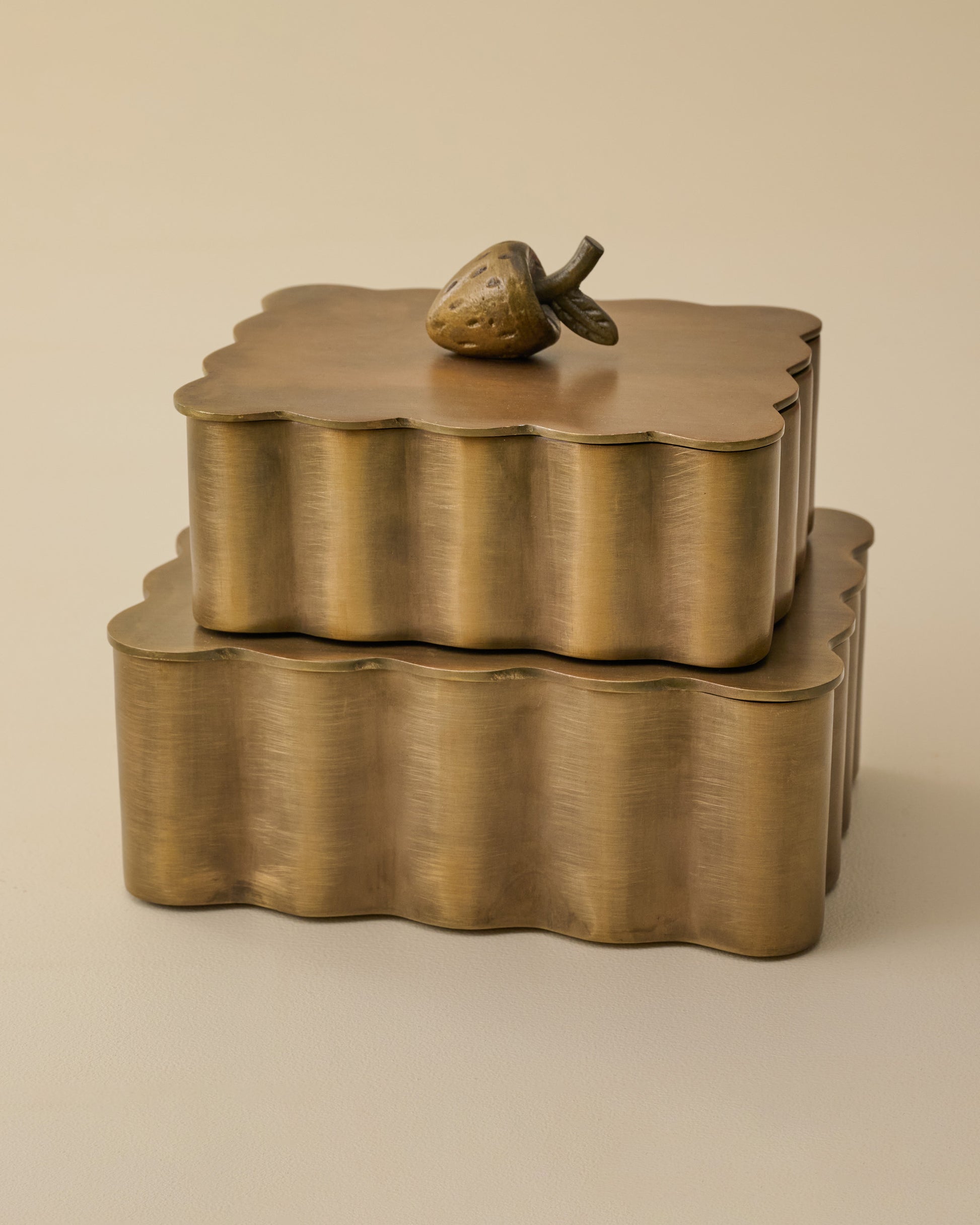 Antiqued Brass Scalloped Box (small and large)