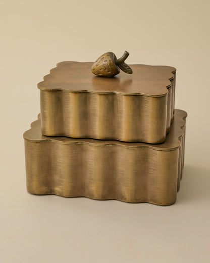 Antiqued Brass Scalloped Box (small and large)