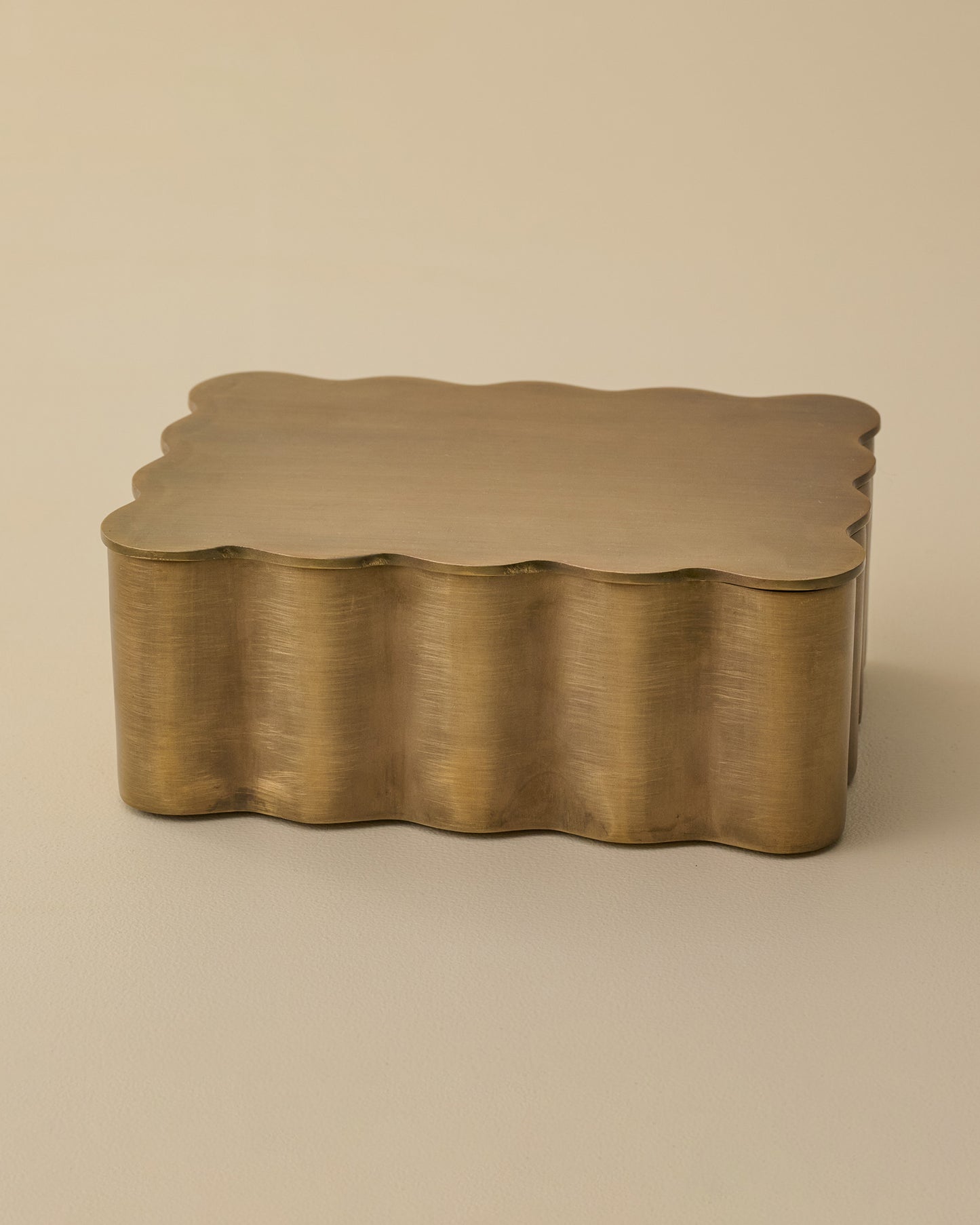 Antiqued Brass Scalloped Box Large