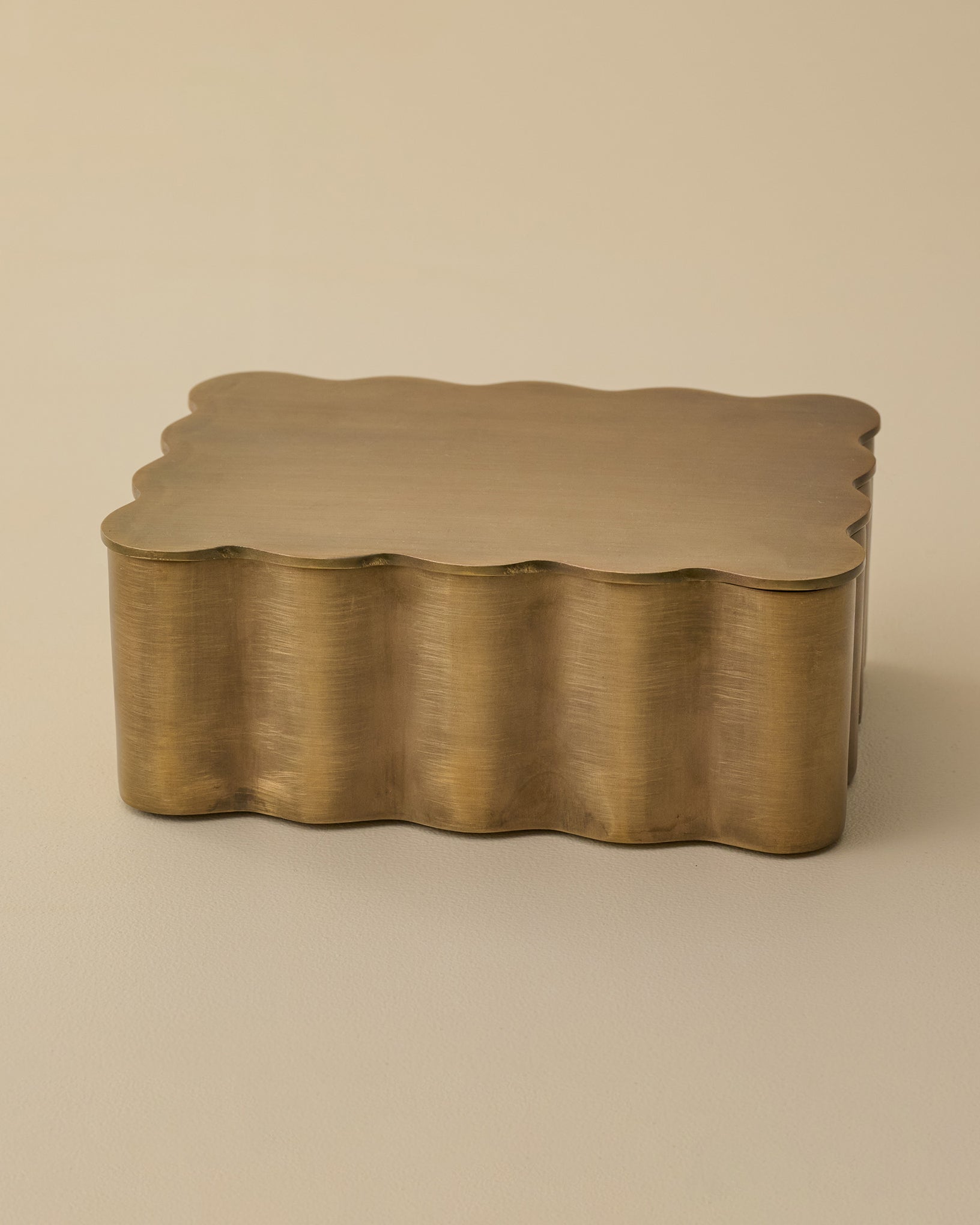 Antiqued Brass Scalloped Box Large