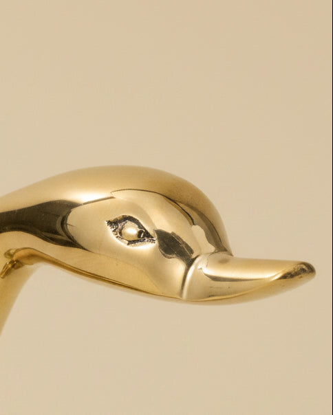 Antique Inspired Solid Brass Duck Standing close up