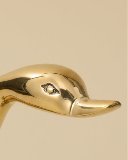 Antique Inspired Solid Brass Duck Standing close up