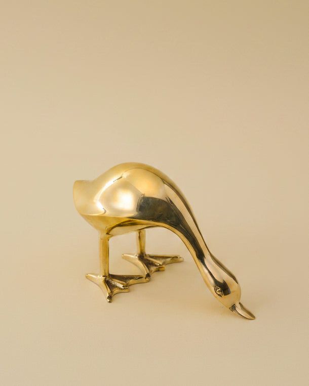 Antique Inspired Solid Brass Duck Grazing