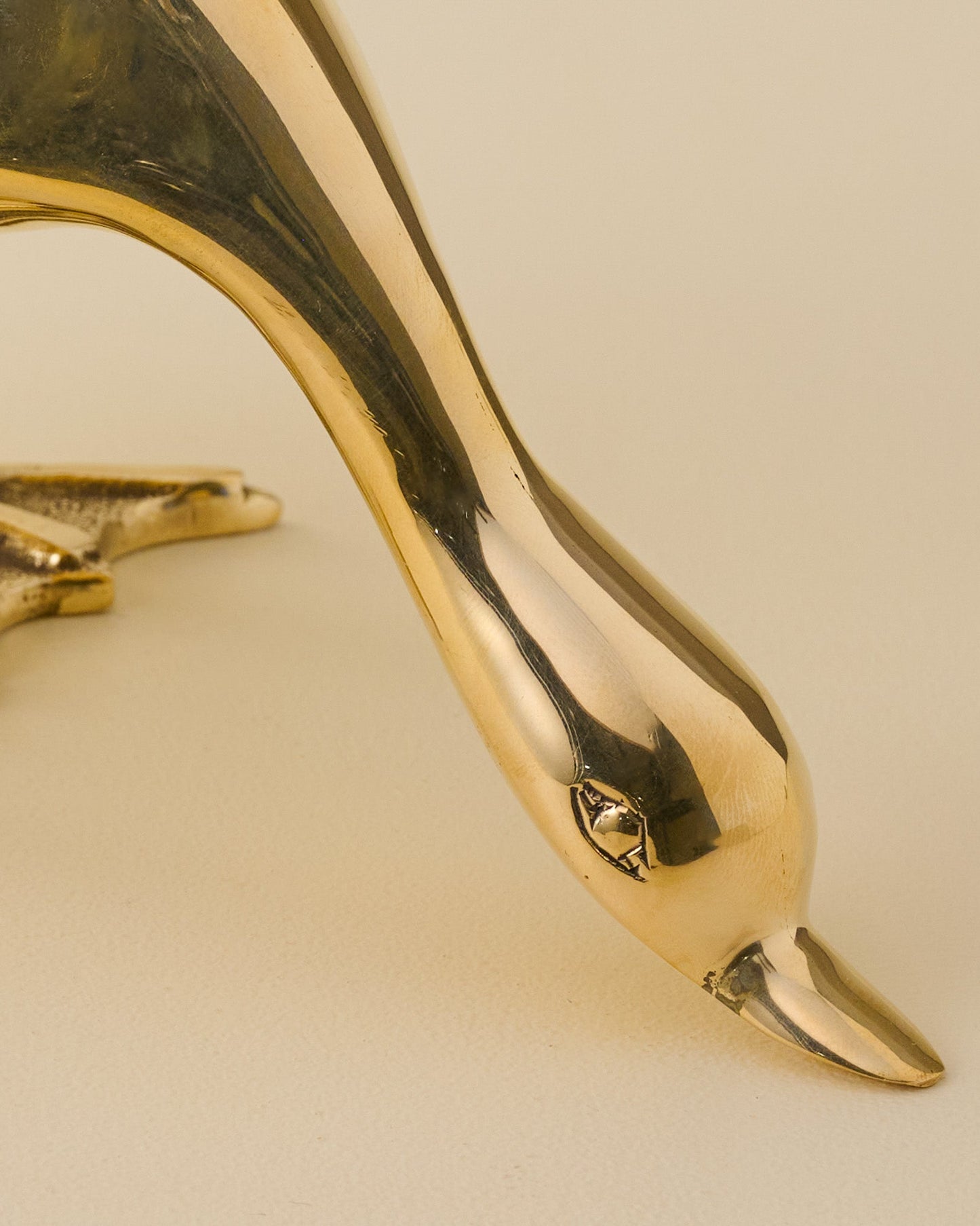 Antique Inspired Solid Brass Duck Grazing close up
