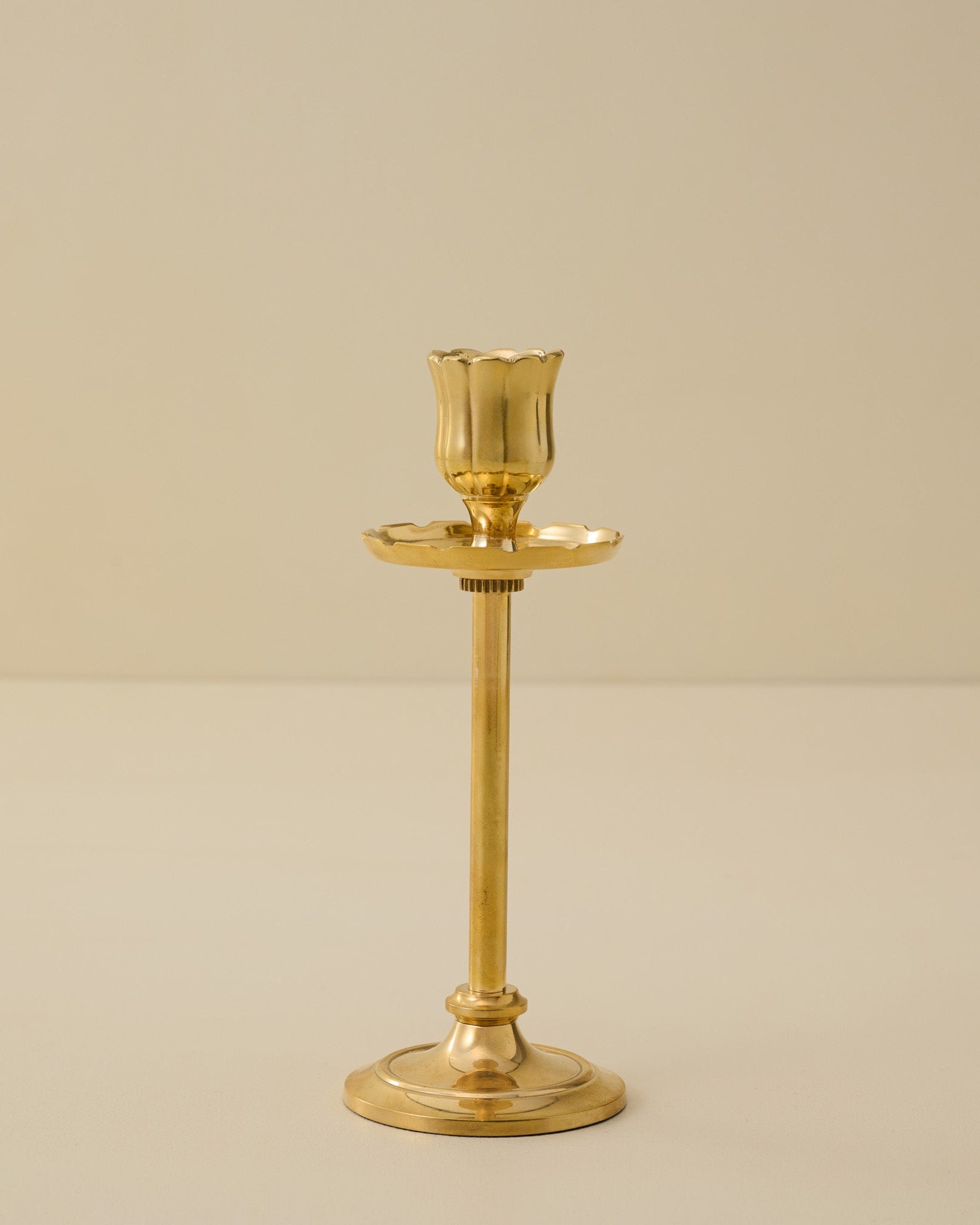 Solid Brass Floral Taper Holder Small