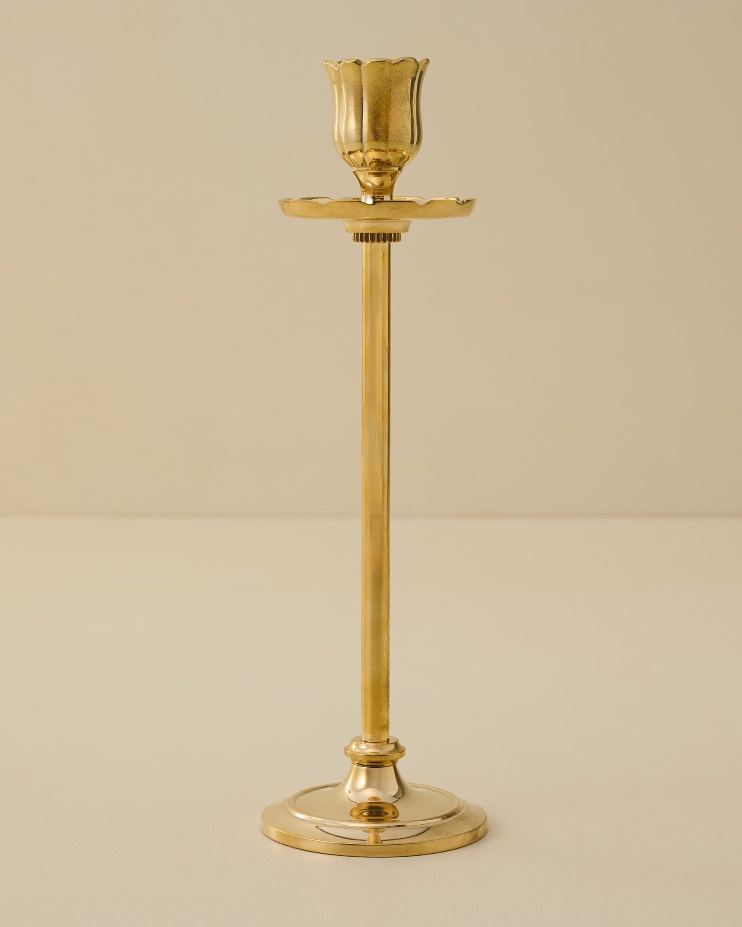 Solid Brass Floral Taper Holder Large