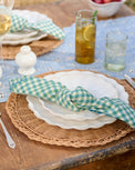 Meadow Check Napkin Set of 4 in a knot on summer tablescape