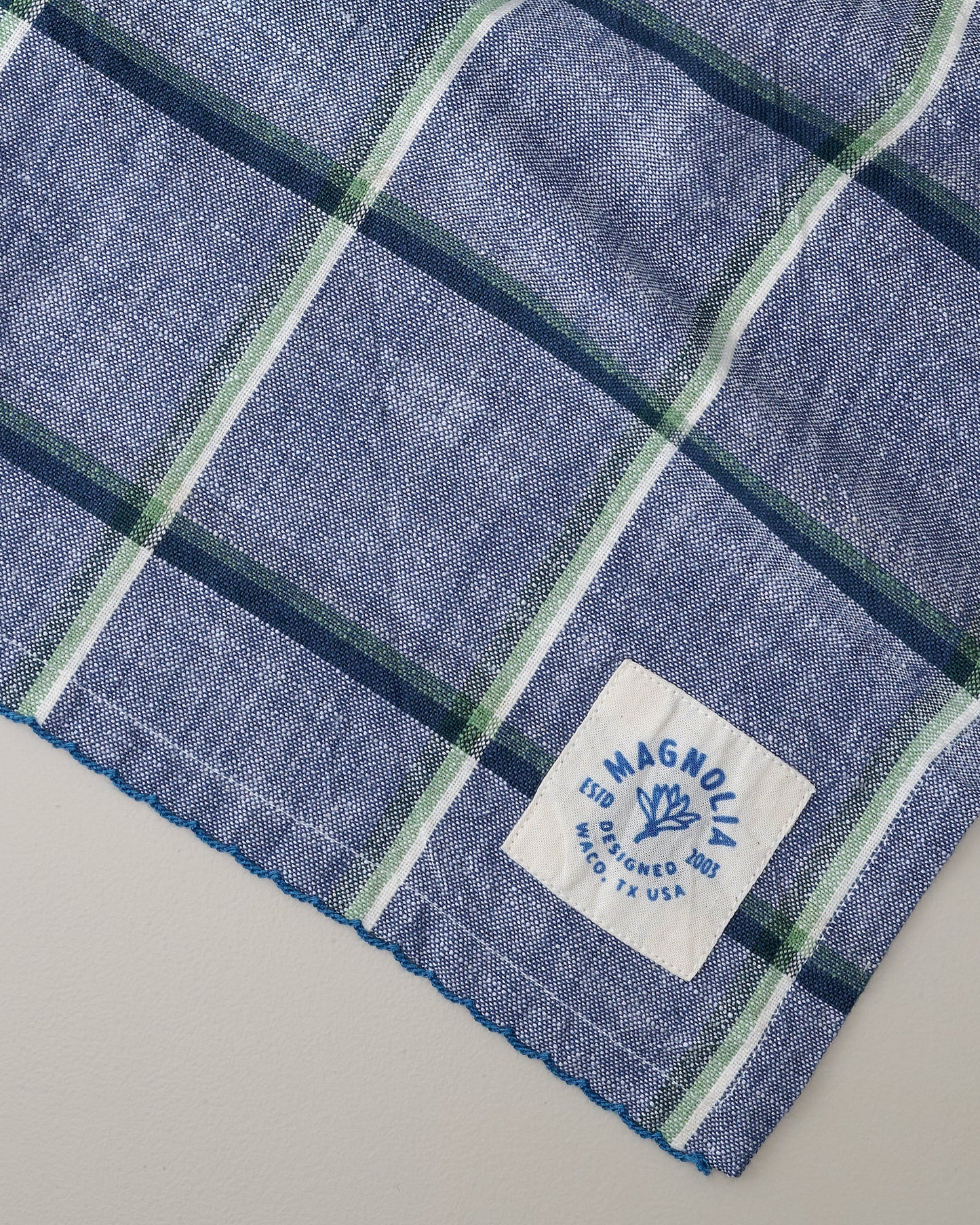 Chambray Window Pane Tea Towel close up view
