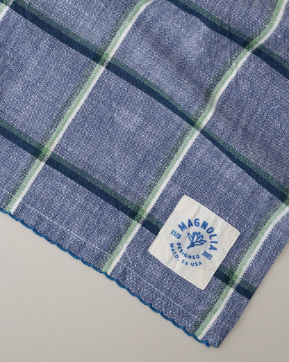 Chambray Window Pane Tea Towel close up view
