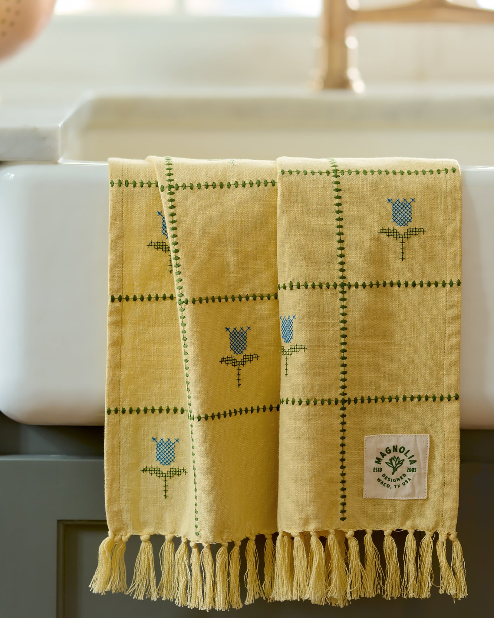 Cross Stitch Tulips Tea Towel