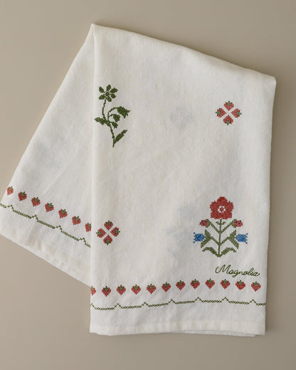 Cross Stitch Strawberry Fields Tea Towel
