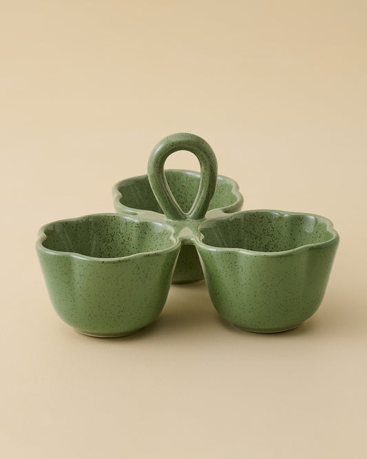 Green Scalloped Trio Snack Bowl