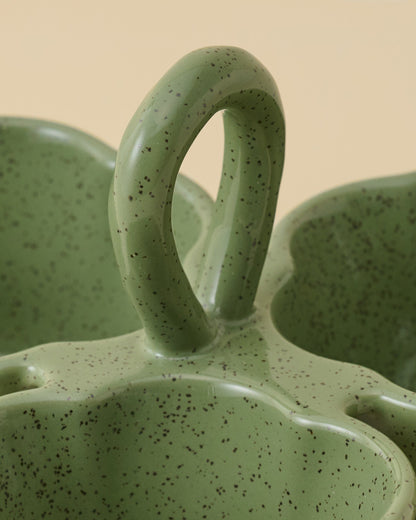 Green Scalloped Trio Snack Bowl close up