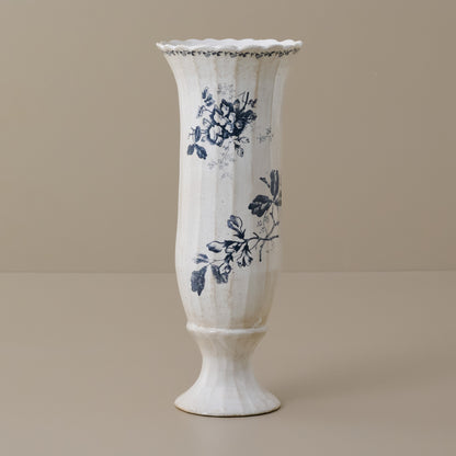 Heirloom Garden Navy Floral Footed Vase