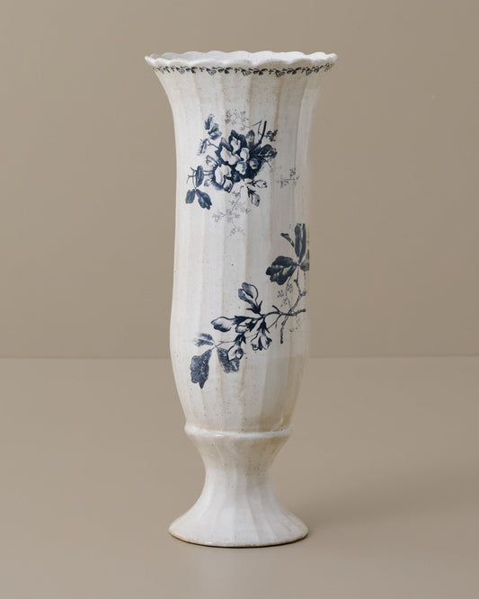 Heirloom Garden Navy Floral Footed Vase