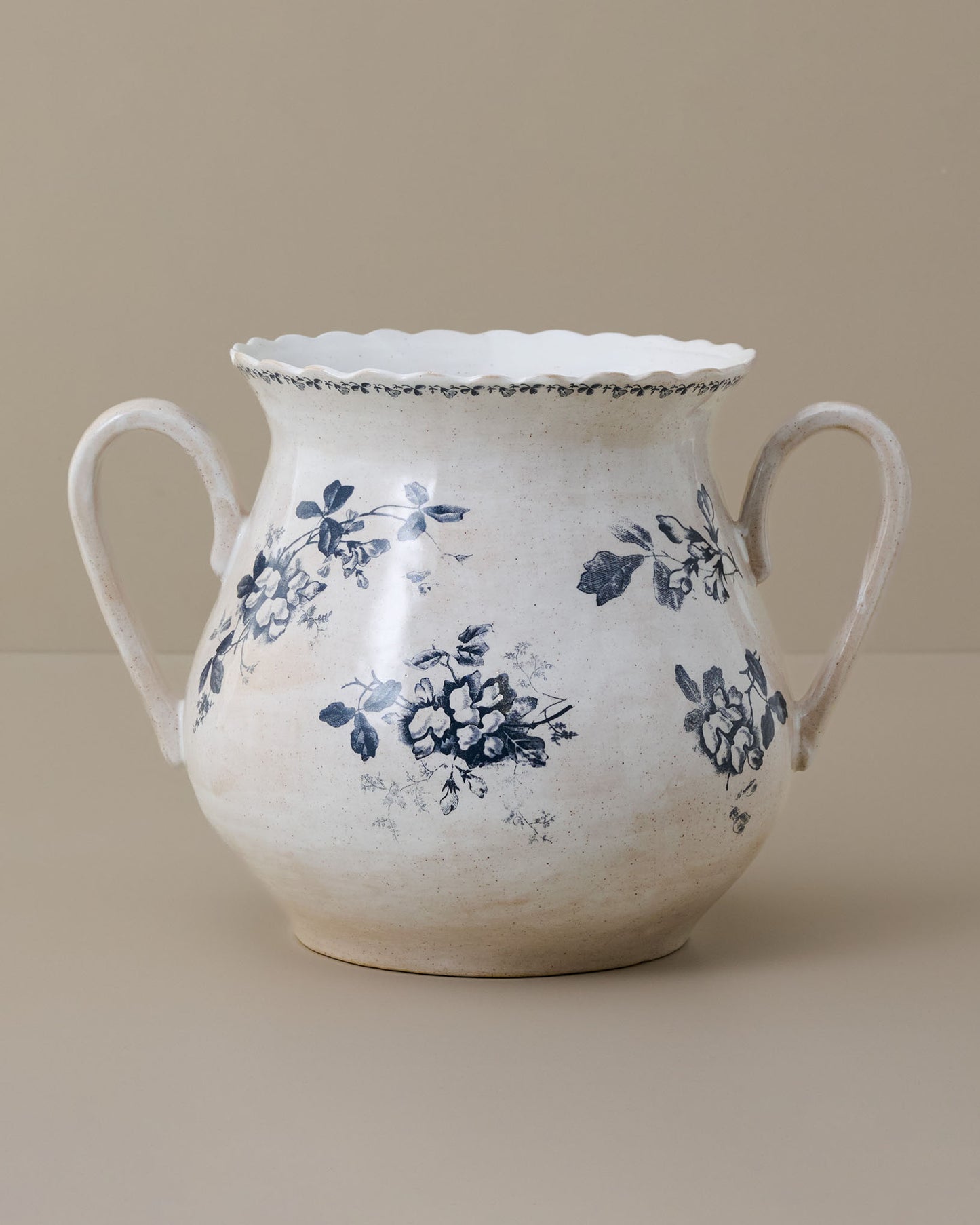 Heirloom Garden Navy Floral Vase with Handles