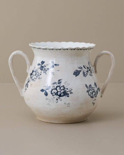 Heirloom Garden Navy Floral Vase with Handles