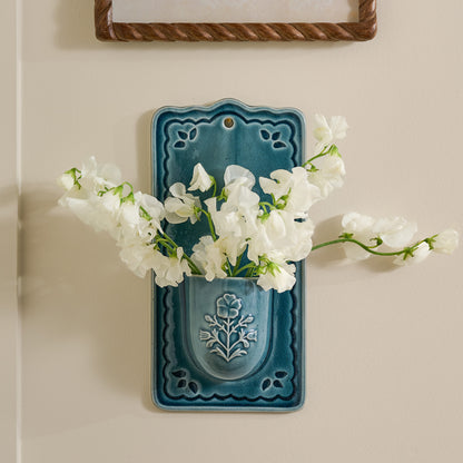 Laison Debossed Floral Ceramic Wall Pocket