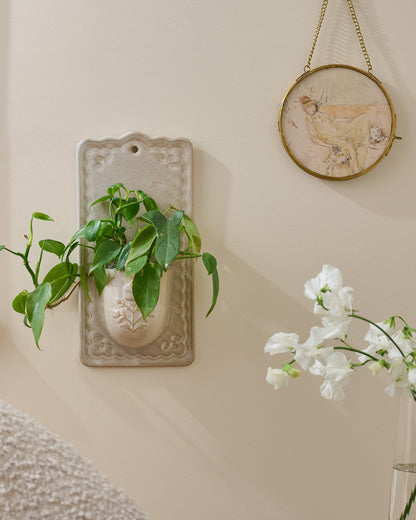 Maddison Debossed Floral Ceramic Wall Pocket