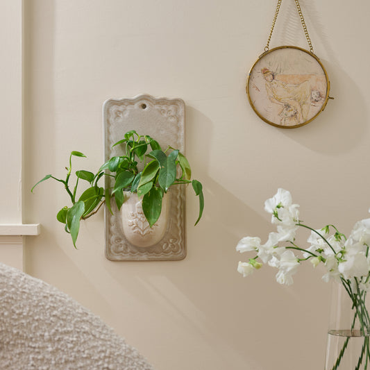 Maddison Debossed Floral Ceramic Wall Pocket