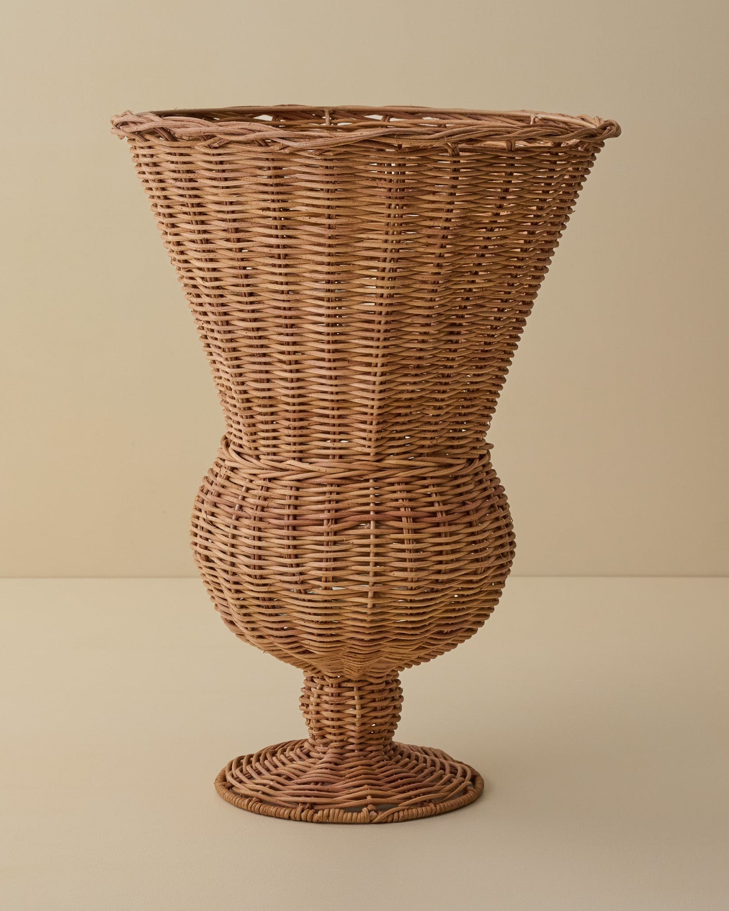 Large Woven Rattan Footed Vessel