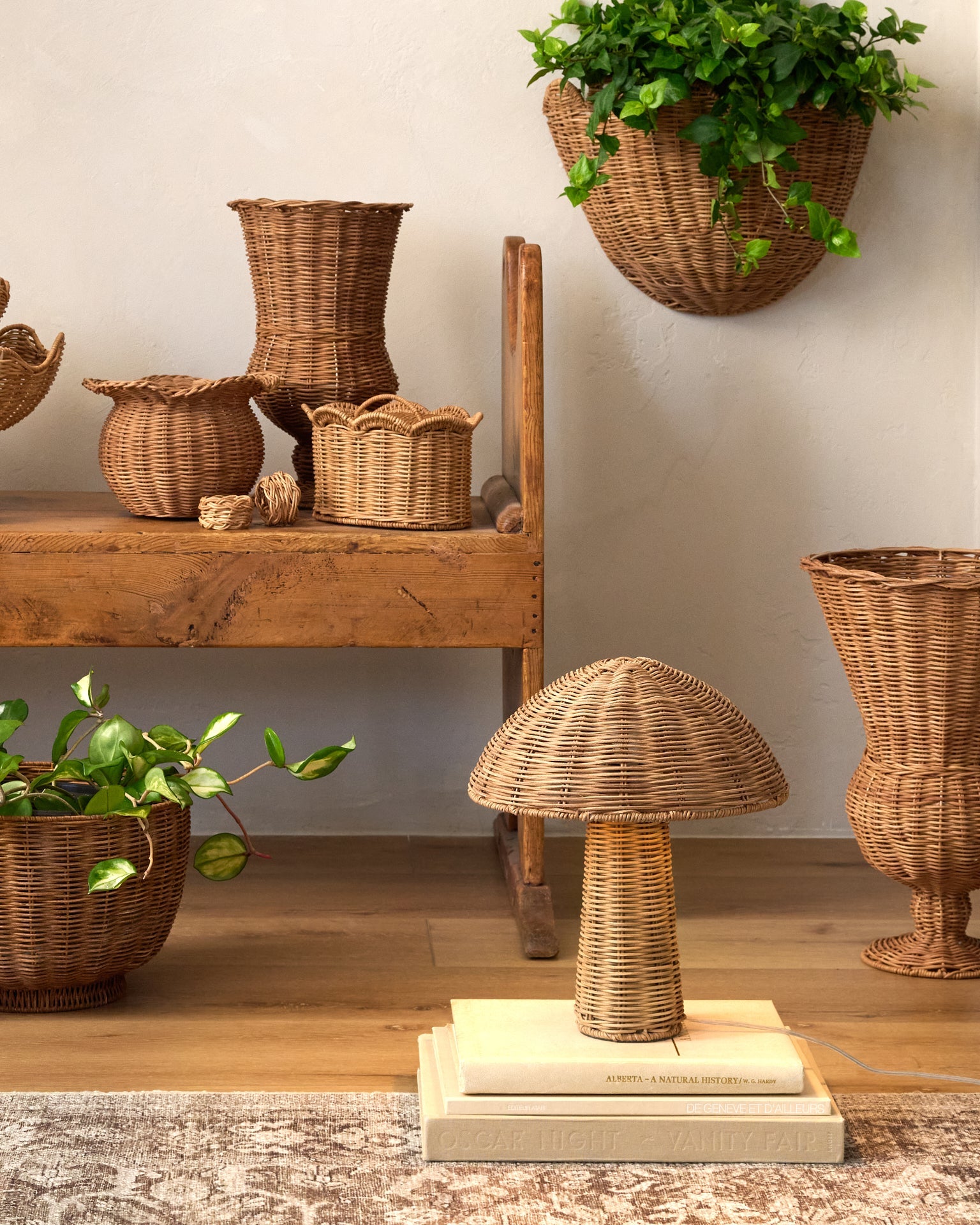 magnolia woven wall planter Woven Rattan Footed Vessel