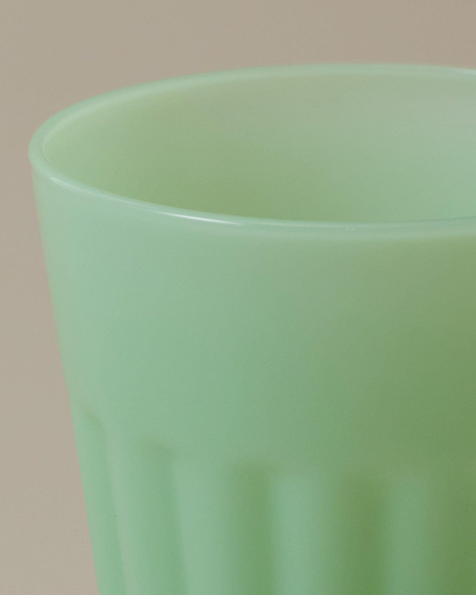 Light Green Milk Glass Tumbler close up