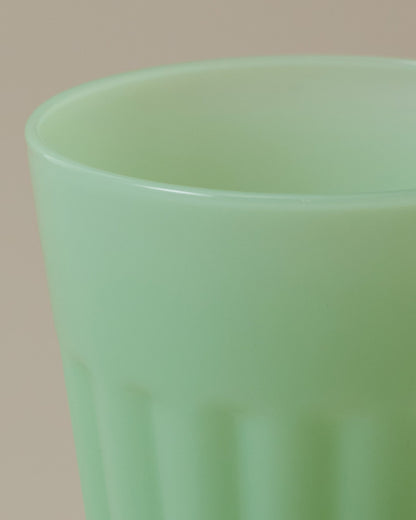 Light Green Milk Glass Tumbler close up
