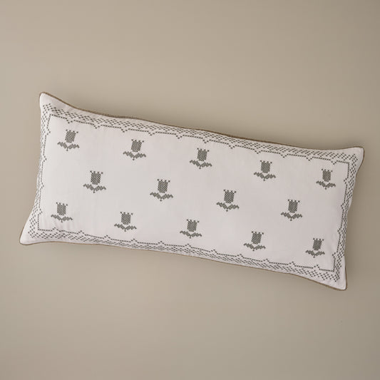 Daphne Tulip Embroidered Lumbar Pillow
