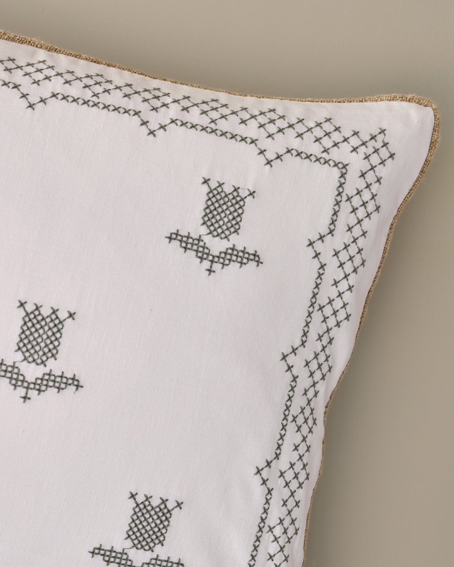 Daphne Tulip Embroidered Lumbar Pillow close up 