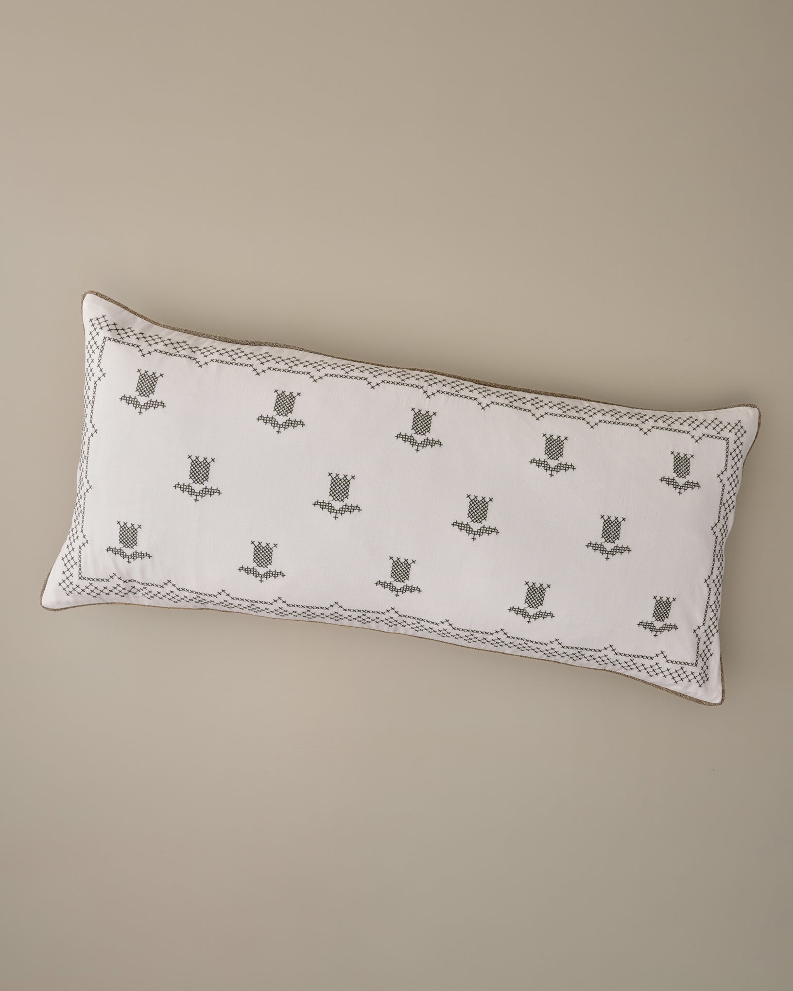 Daphne Tulip Embroidered Lumbar Pillow