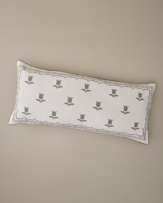 Daphne Tulip Embroidered Lumbar Pillow