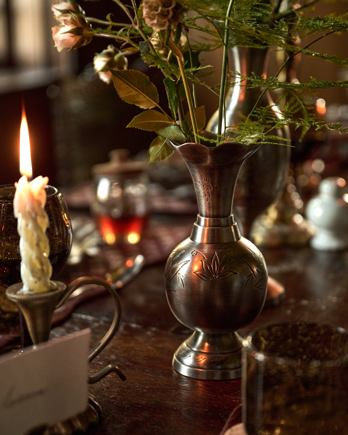 Gwendolyn Pewter Etched Bud Vase