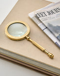 Solid Brass Ribbed Handle Magnifying Glass