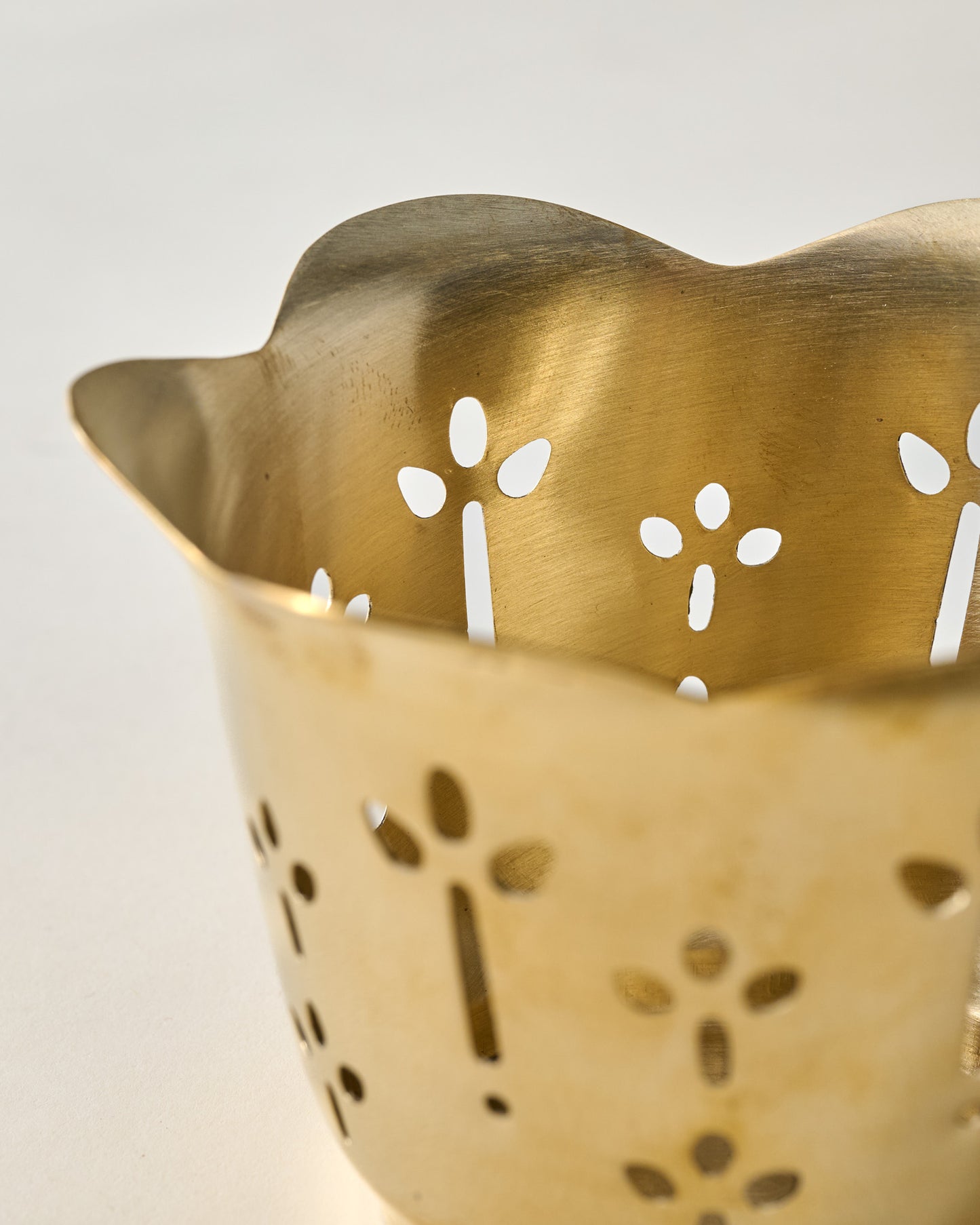 Solid Brass Floral Candle Holder