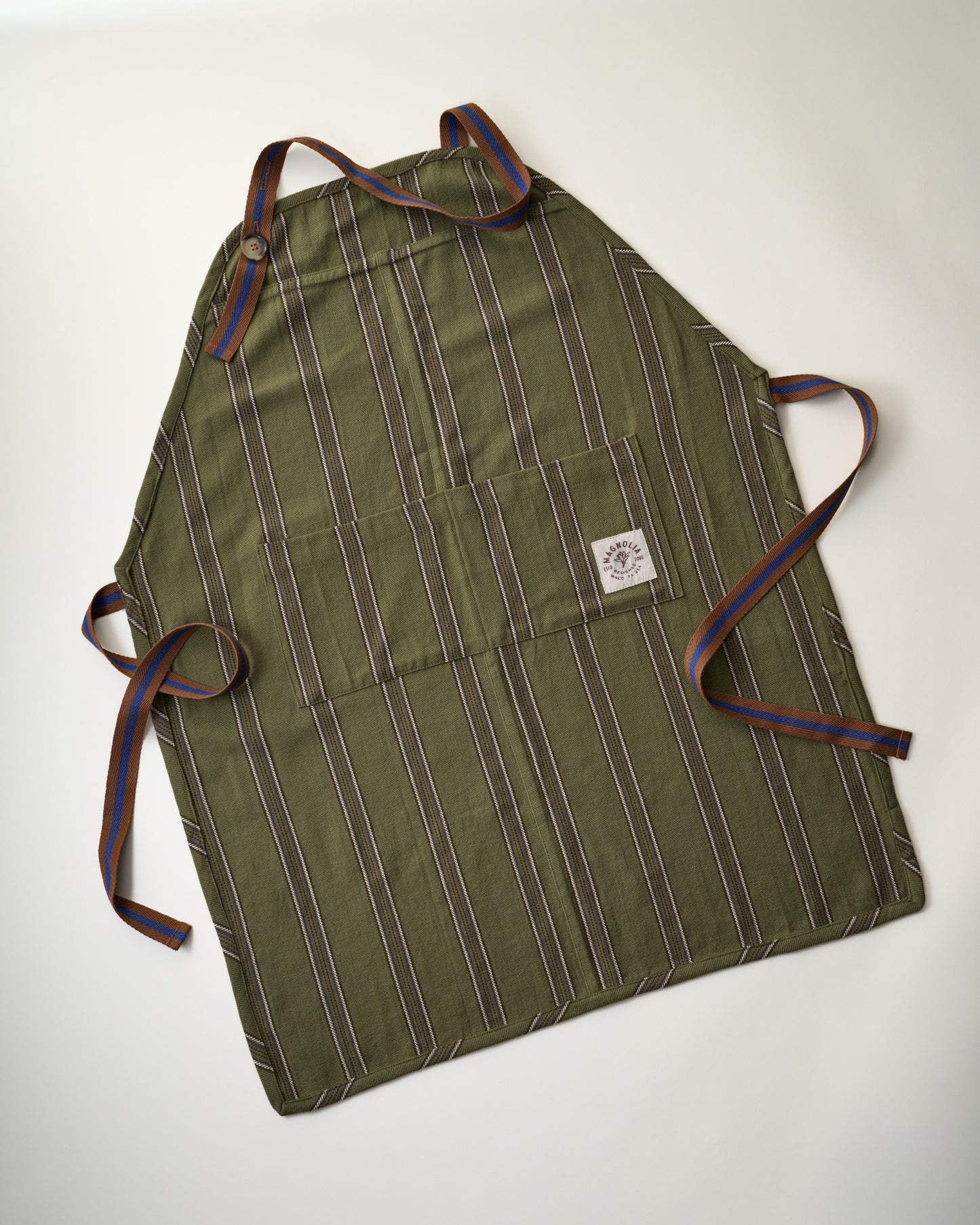 Olive Herringbone Stripe Apron