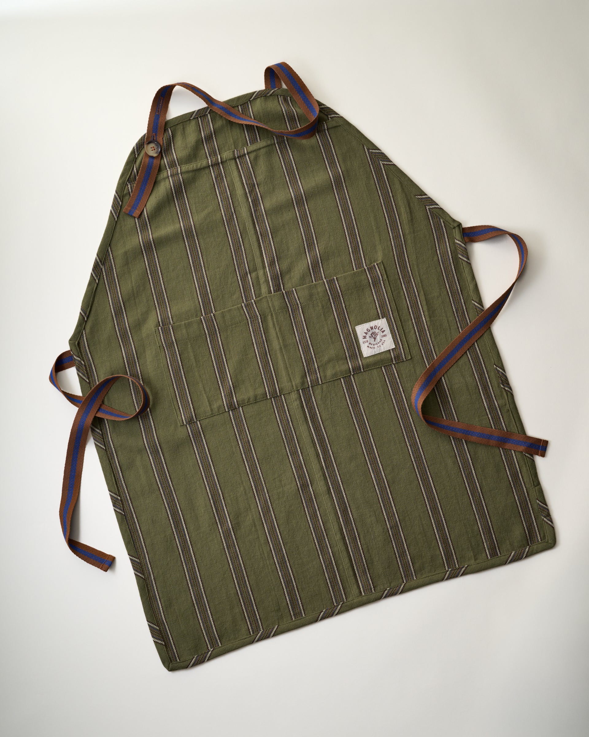 Olive Herringbone Stripe Apron