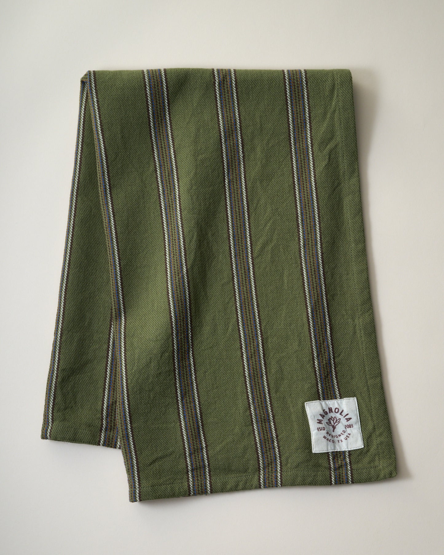 Olive Herringbone Stripe Tea Towel