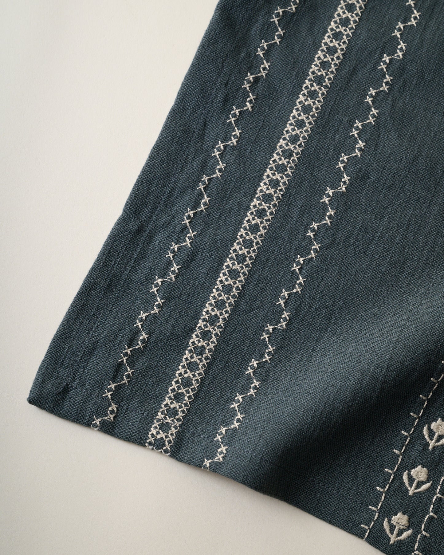 Dusty Blue Embroidered Table Runner