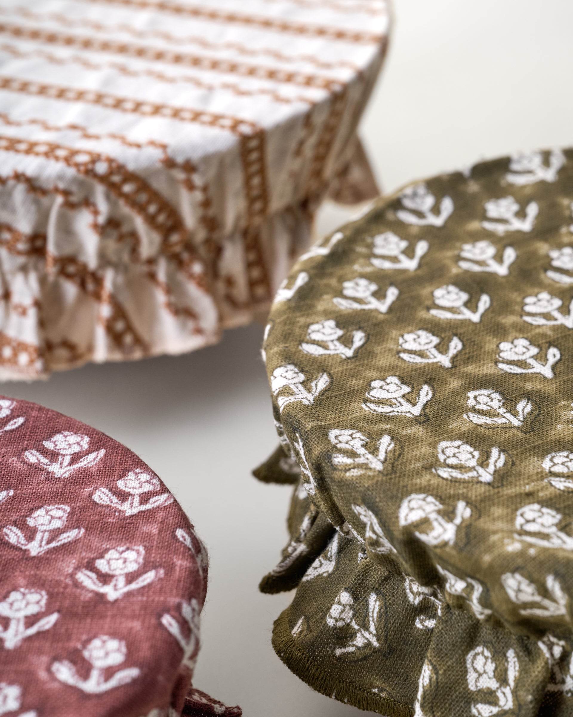 Set of 3 Bowl Covers close up of pattern details