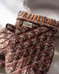 Chocolate Cosmos Block Printed Oven Mitt Set of 2