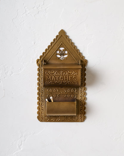 Antique Brass Iron Match Holder