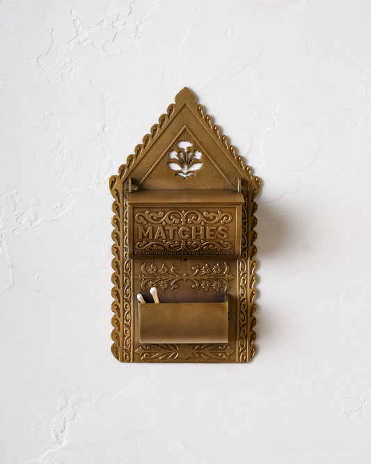 Antique Brass Iron Match Holder