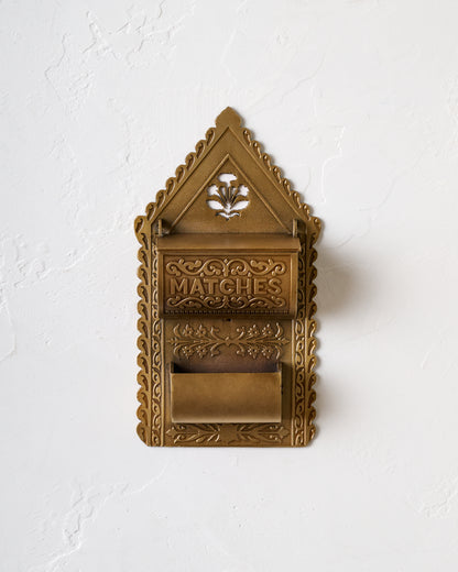 Antique Brass Iron Match Holder