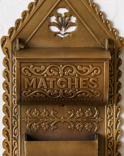 Antique Brass Iron Match Holder