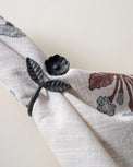 Forged Iron Floral Napkin Ring Set of 4 with tea towel