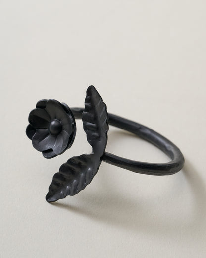 Forged Iron Floral Napkin Ring Set of 4 close up